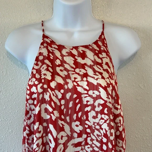NWOT Tyche Red & White Animal Print Slip Dress - Picture 2 of 16